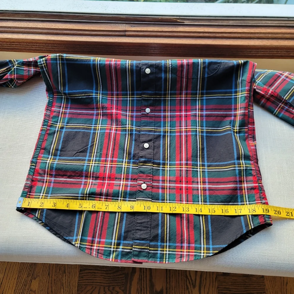 New! J.CREW sz XS X-Small Mens Secret Wash Cotton Poplin Shirt Black Tartan NWT